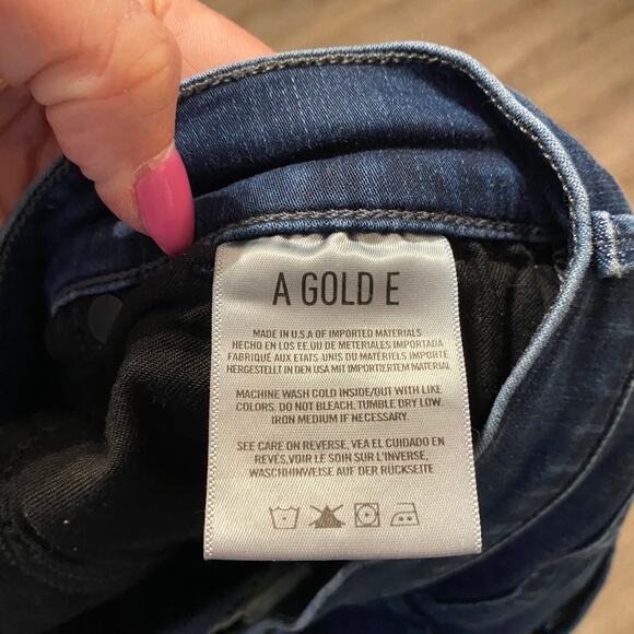 AGOLDE Women's size 27 Dark Wash Frayed Ankle Zipper Fly Skinny Jeans - Picture 6 of 7